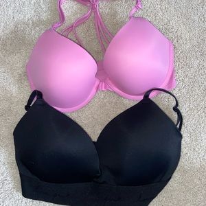 Set of 2 pink(vs) push-up bras